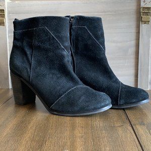 Toms Black Suede Chunky Heel Zip Up Boots - 7